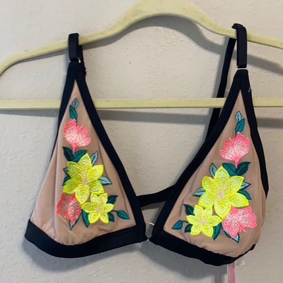 PINK Victoria's Secret Other - Pink Victoria’s Secret Mesh Floral Embroidered Unlined Bralette